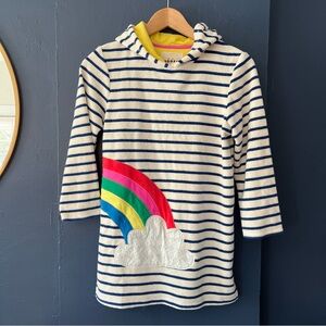 Mini Boden Striped Hooded Swim Cover Up Dress with Rainbow Design